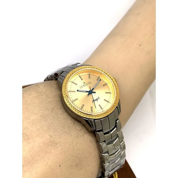 Invicta Women's Watch 14911 Angel Quartz Gold Dial Gray Ceramic Band 32mm - Picture 6 of 14